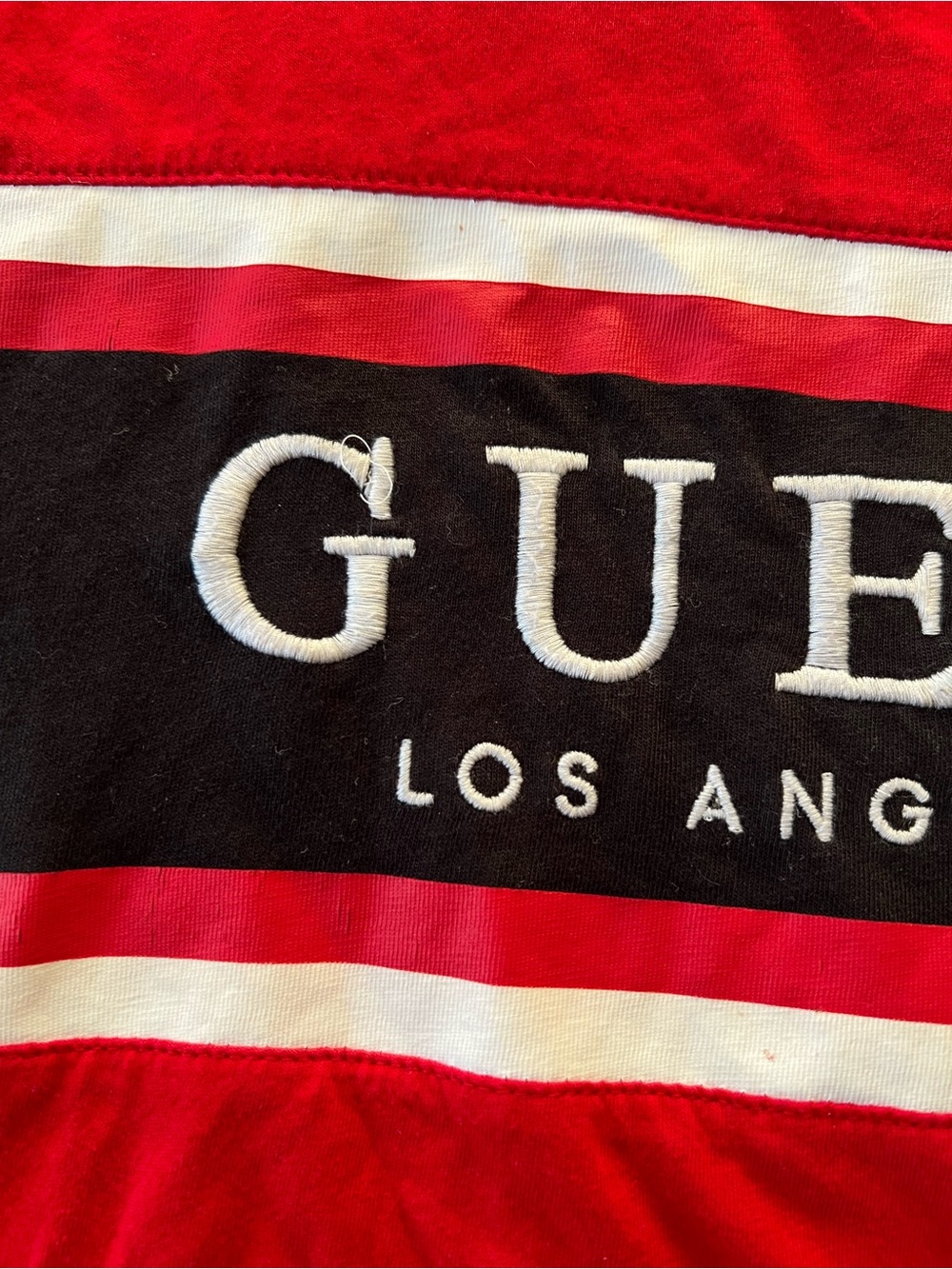 Guess Red Logo Stripe Short-Sleeve Tee - Picture 3 of 3
